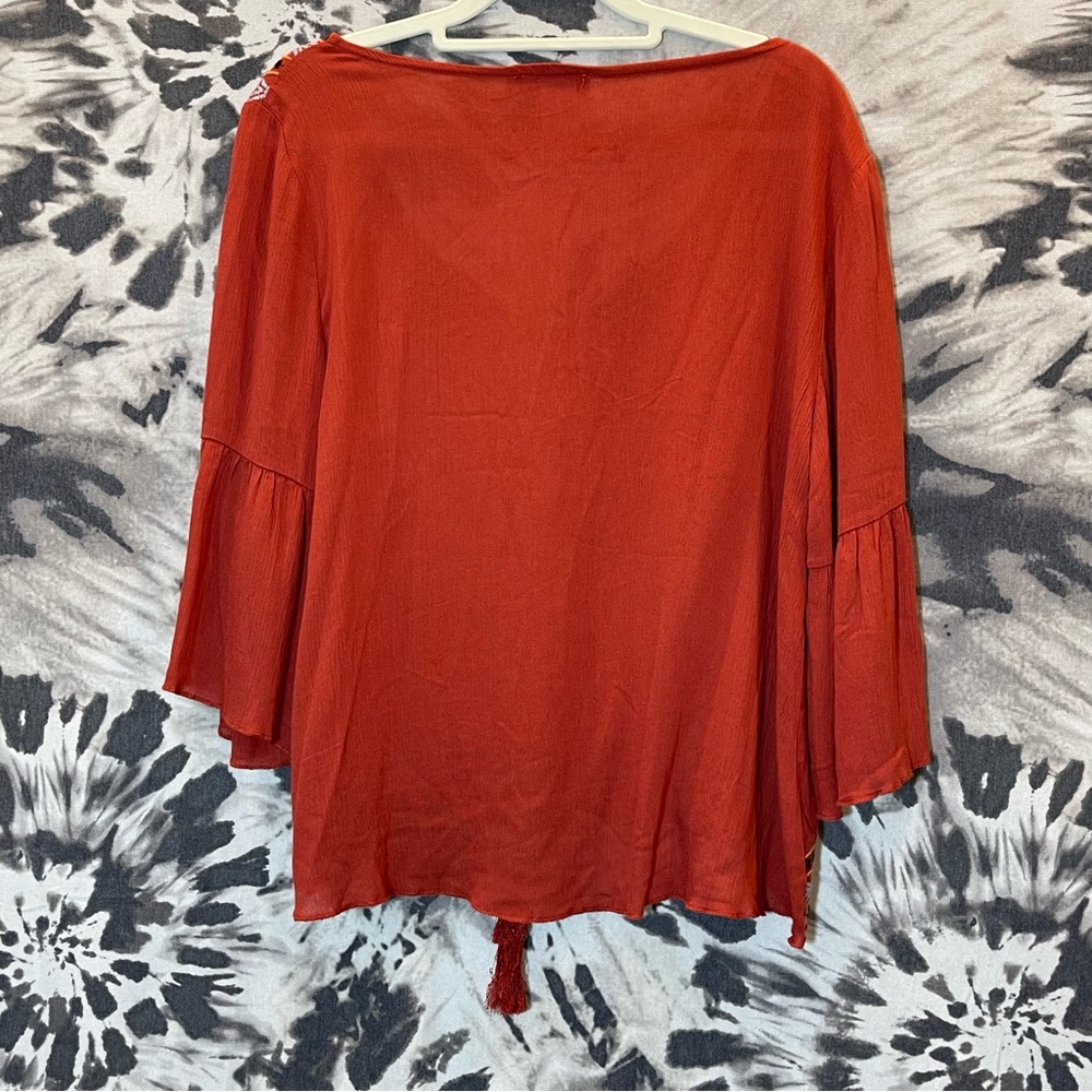 Panhandle Cropped Embroidered Blouse Aztec Geometric Print Size Medium - Picture 2 of 7